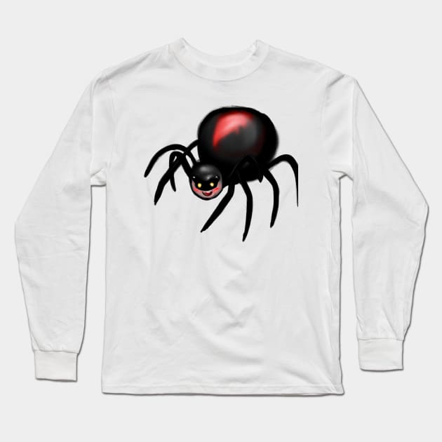 Cute Black Widow Spider Drawing Long Sleeve T-Shirt by Play Zoo